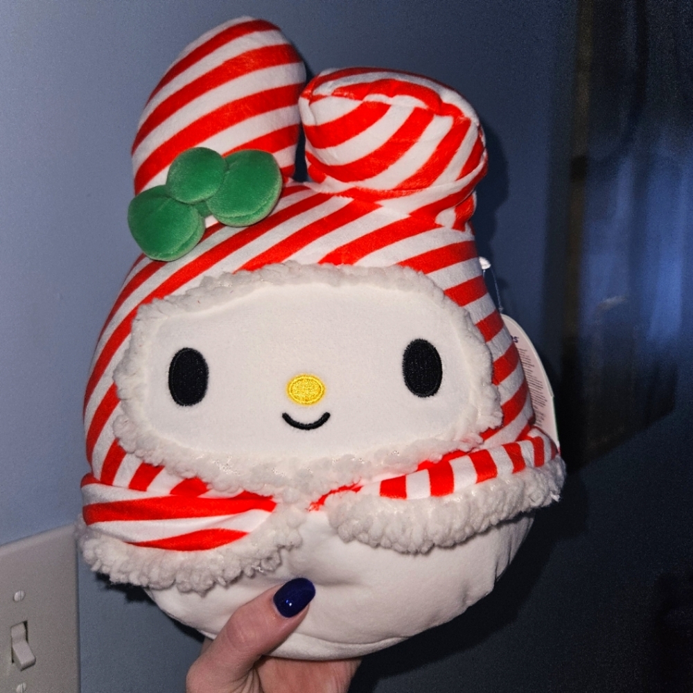 NWT My Melody in Candy Stripes 🍬 Hello Kitty Sanrio 8" Holiday Squishmallow